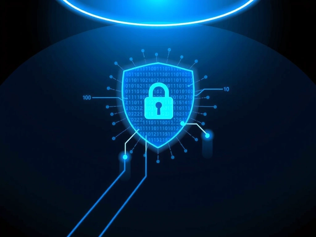 Cybersecurity shield protecting digital data